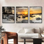 Frameless Canvas Paintings Sunset Sea Beach Art
