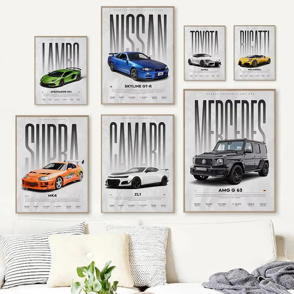 W16 750S Canvas Painting Sports Car Wall Art