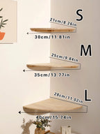 Burlywood Wood Floating Corner Shelf for Living Room