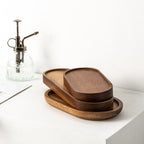 Wooden Food Tray Round Rectangle Snack Plate