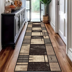 VIKAMA Plaid Kitchen Rug Waterproof Polyester Floor Mat